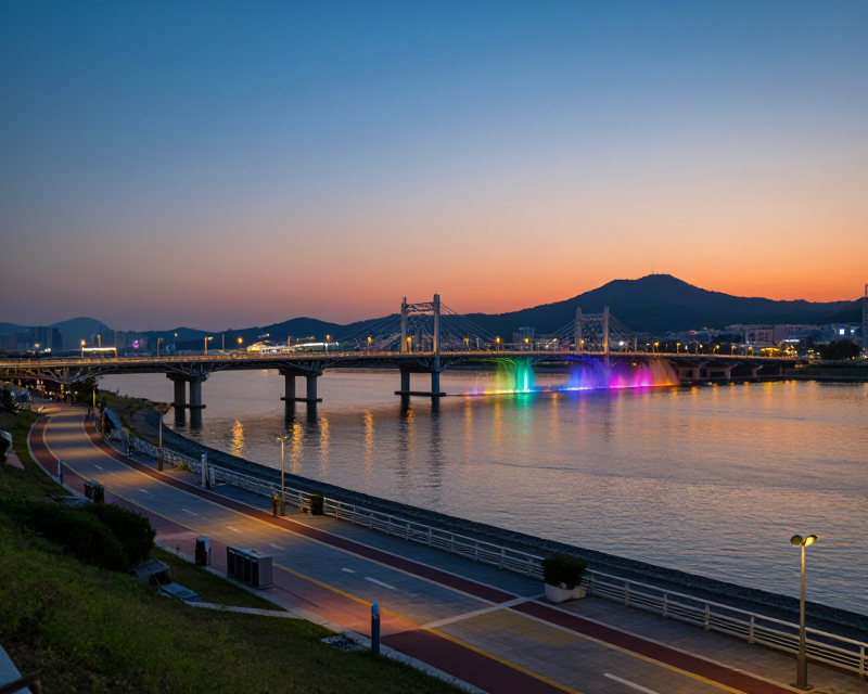 Cinematic View of Jamsu Bridge at Twilight