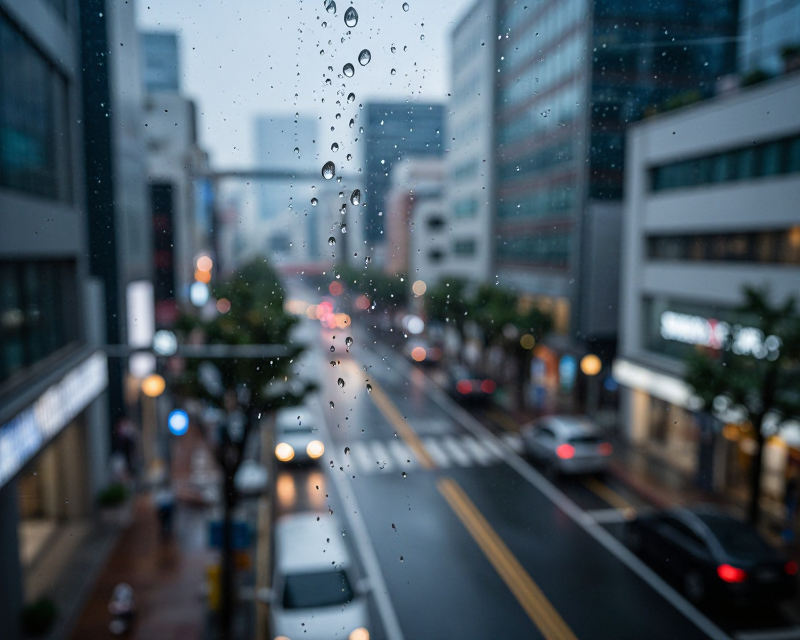 Rainy Korean Cityscape