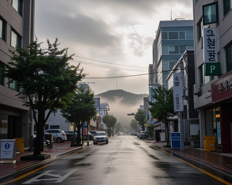 South Korean Urban Weather Scene