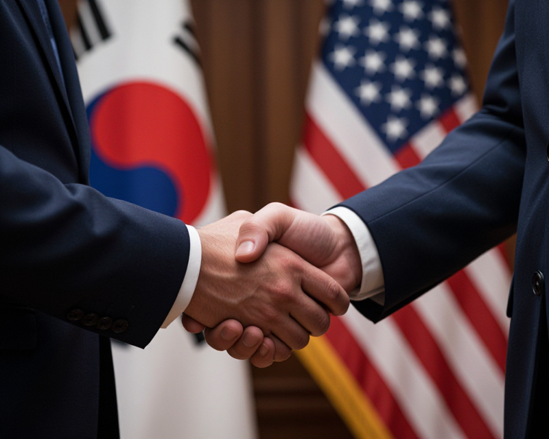 Diplomatic Handshake Representing Korea-US Partnership
